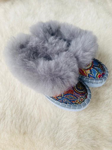 Tradycyjne kapcie dziecięce Mosaic Grey