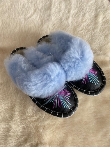 Tradycyjne kapcie dziecięce Blue Heaven mule