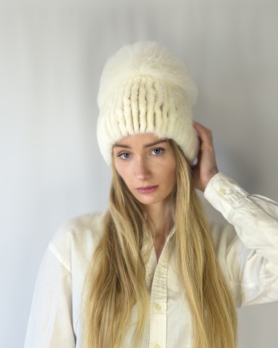 Czapka Zimowa White Mink