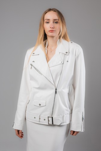 Kurtka skórzana Varia White